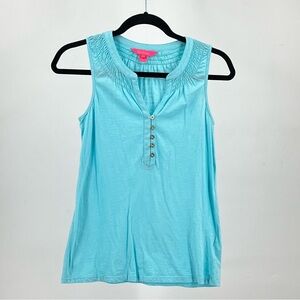 Lilly Pulitzer Aqua Blue Tank Top with Button Detail